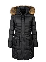 Пальто женское зимнее Merlion Patricia (черный) енот натур