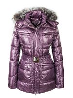 Пальто жен утепл пух GERA чернобурка (баклажан)