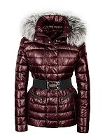 Пуховик женский VERONIKA1 (бордо) чернобурка